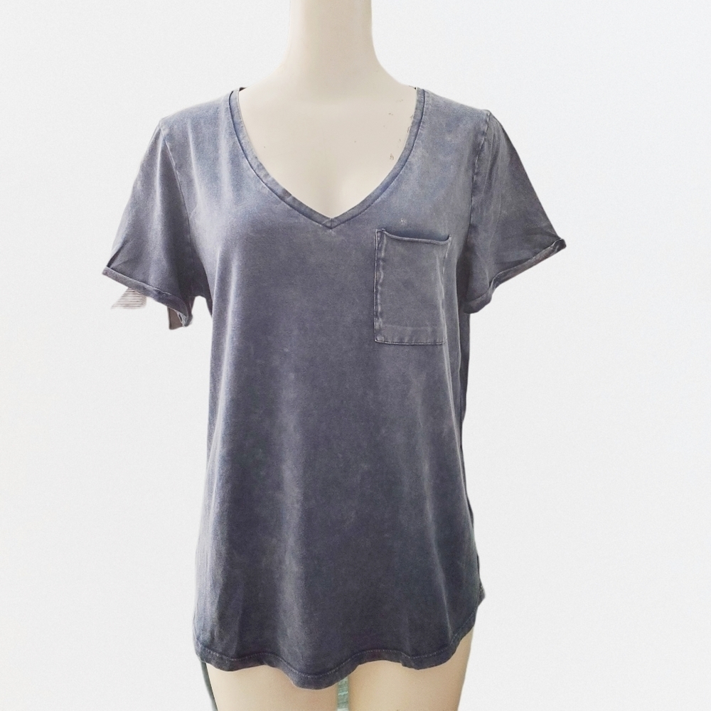 Falls Creek Distressed Blue Short Sleeve Size M - Picture 6 of 9